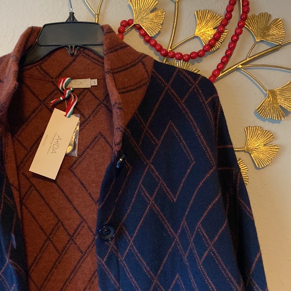 NWT Wool Knit Cardigan Coat by A.IDA, Italy, size L - Picture 6 of 6